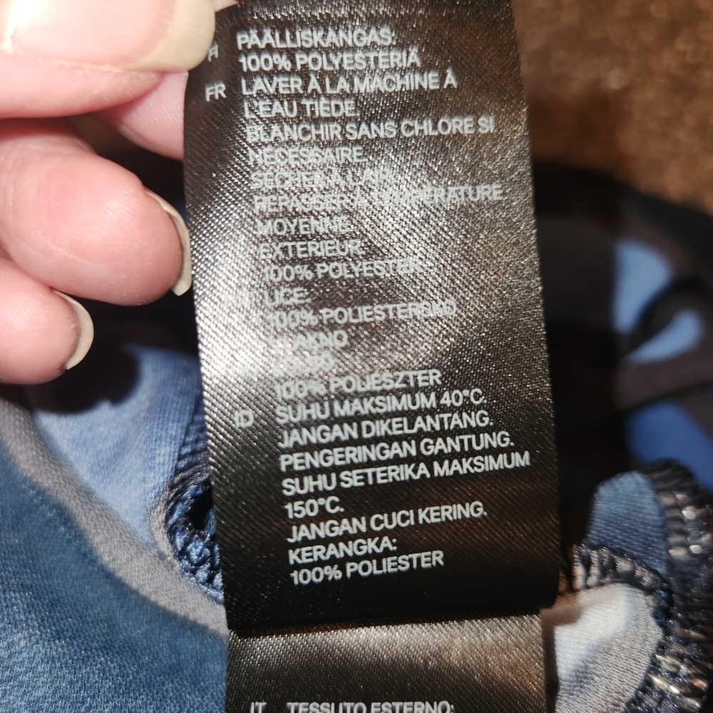 H&M Blue Floral Jumpsuit Size L Jersey Knit Sleeveless Low Back Keyhole Closure - Picture 11 of 16